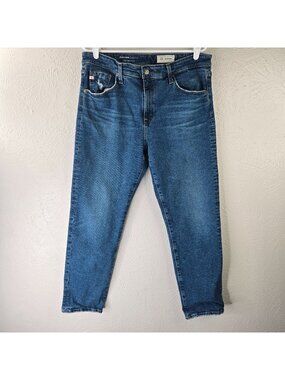 AG‎ Slouchy Slim Boyfriend Ankle Jeans Sz 31x28 High Waisted Stretchy Blue Denim